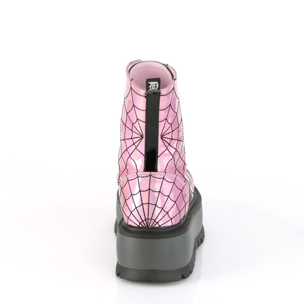 DemoniaCult Damenknöchelstiefel SLACKER-88 Pink Hologramm-Blk Pat