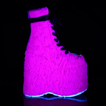 DemoniaCult Frauenstiefel SLAY-206 H. rosa Fell