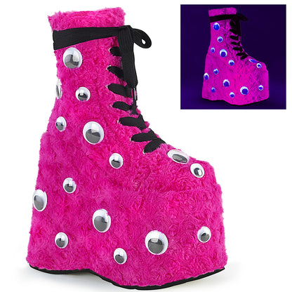 DemoniaCult Frauenstiefel SLAY-206 H. rosa Fell