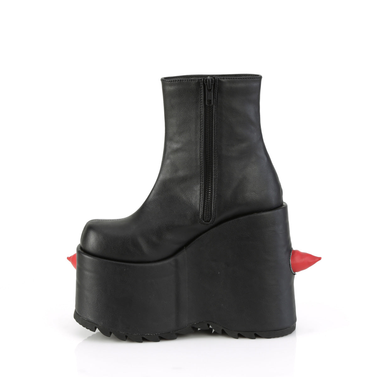 DemoniaCult  Stiefeletten SLAY-77 BLK-rotes veganes Leder