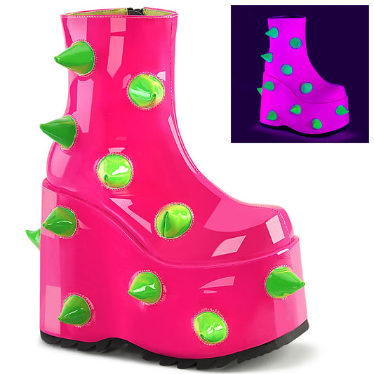 DemoniaCult  Stiefeletten SLAY-77 UV Neon Pink-Neon Green
