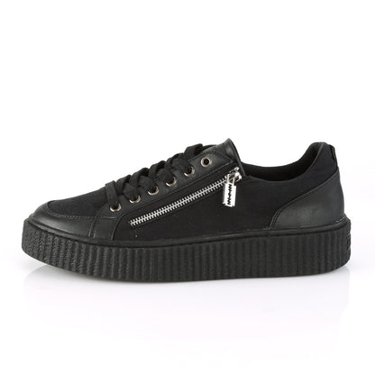 DemoniaCult Herren  SNEEKER-105 BLK Canvas-BLK PU