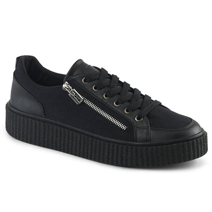 DemoniaCult Herren  SNEEKER-105 BLK Canvas-BLK PU