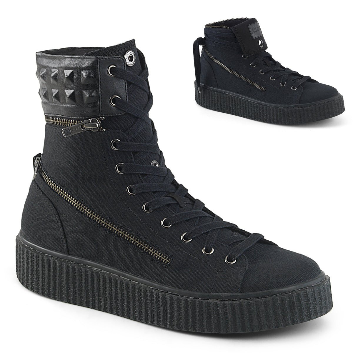 DemoniaCult Mens Ankle Boots SNEEKER-270 Blk Canvas