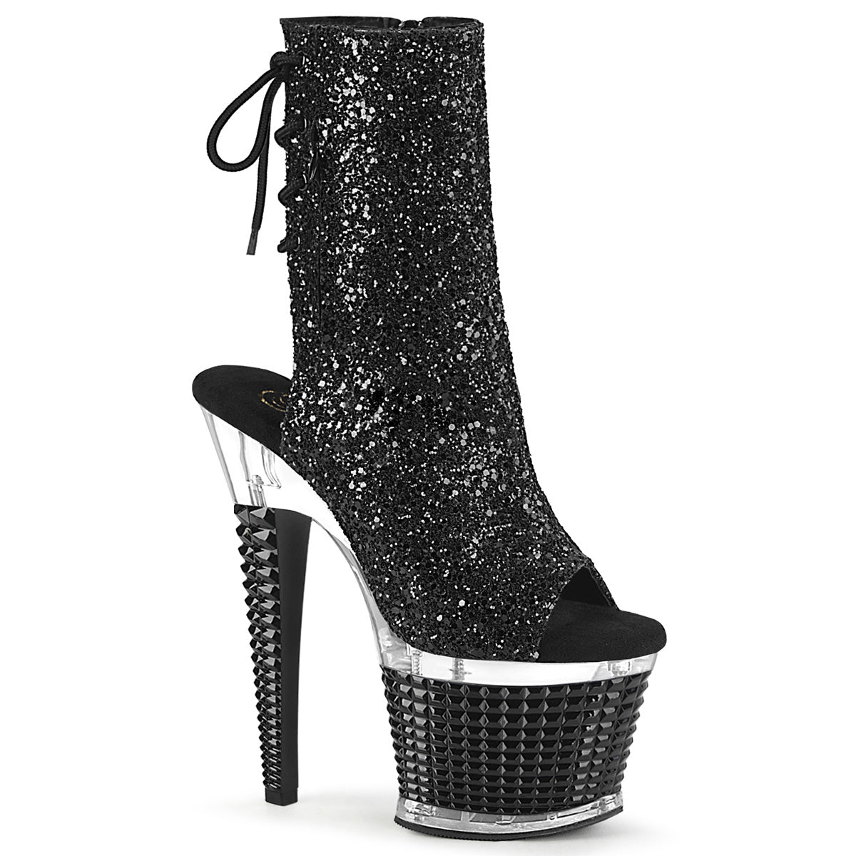 Pleaser  Stiefeletten SPECTATOR-1018g BLK Glitter / CLR-BLK