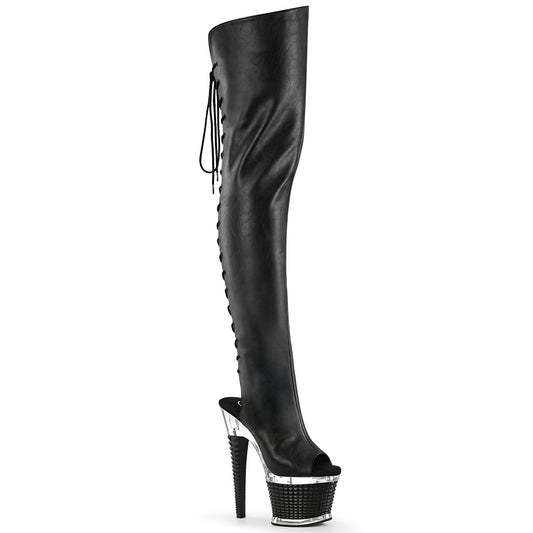 Pleaser Women's Platform Shoes SPECTATOR-3030 Blk Faux Leather/Clr-Blk Matte