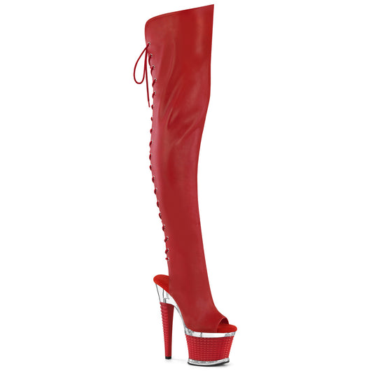 Pleaser Women's Platform Shoes SPECTATOR-3030 Red Faux Leather/Clr-Red Matte