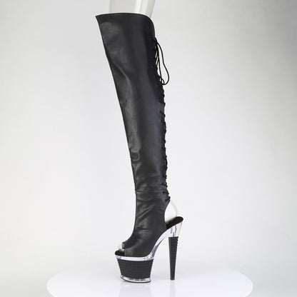 Pleaser Women's Platform Shoes SPECTATOR-3030 Blk Faux Leather/Clr-Blk Matte
