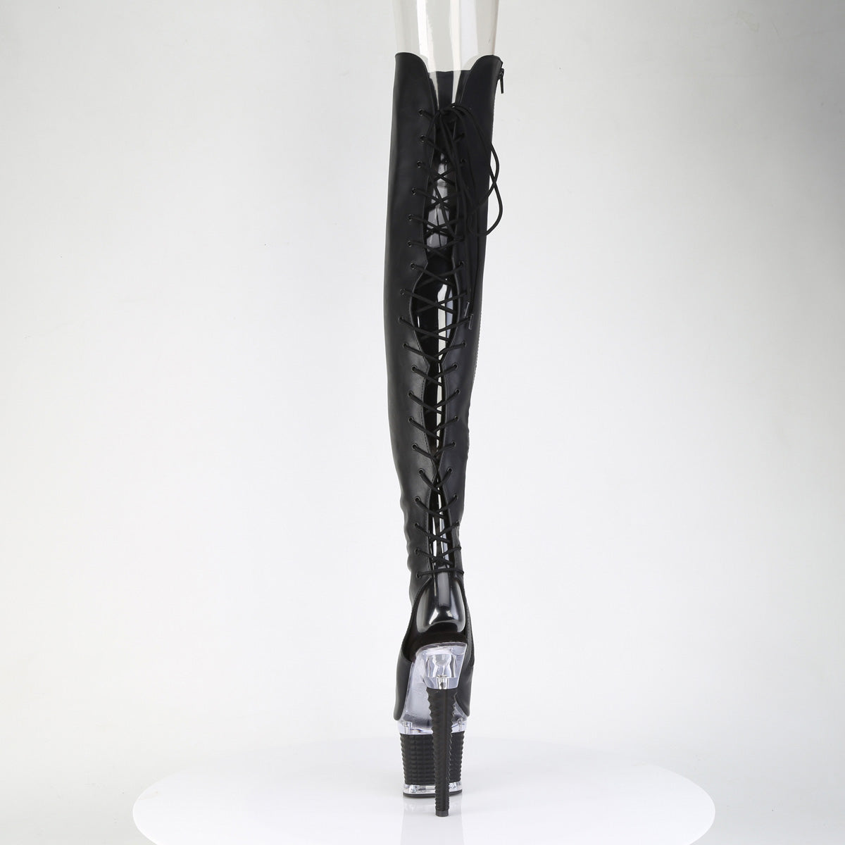 Pleaser Women's Platform Shoes SPECTATOR-3030 Blk Faux Leather/Clr-Blk Matte