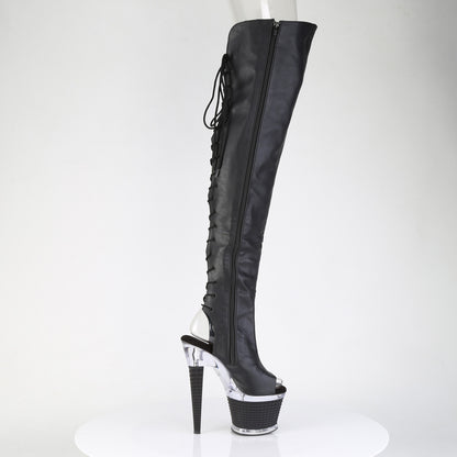Pleaser Women's Platform Shoes SPECTATOR-3030 Blk Faux Leather/Clr-Blk Matte