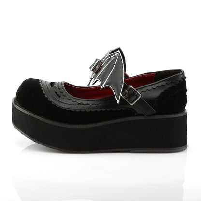 DemoniaCult Womens Pumps SPRITE-09 Blk Vegan Leather-Velvet