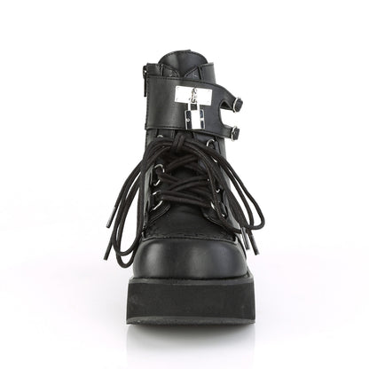 DemoniaCult Damenknöchelstiefel SPRITE-70 BLK Vegan Leder