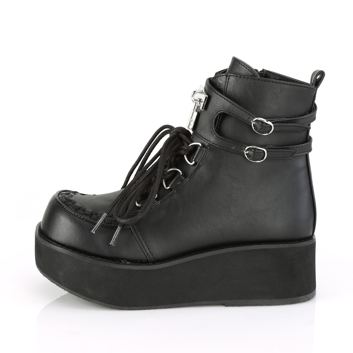 DemoniaCult Damenknöchelstiefel SPRITE-70 BLK Vegan Leder