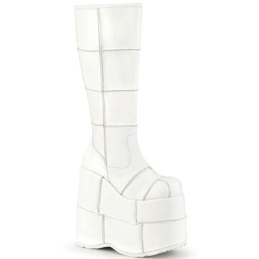 DemoniaCult Herrenstiefel STACK-301 wht veganes Leder