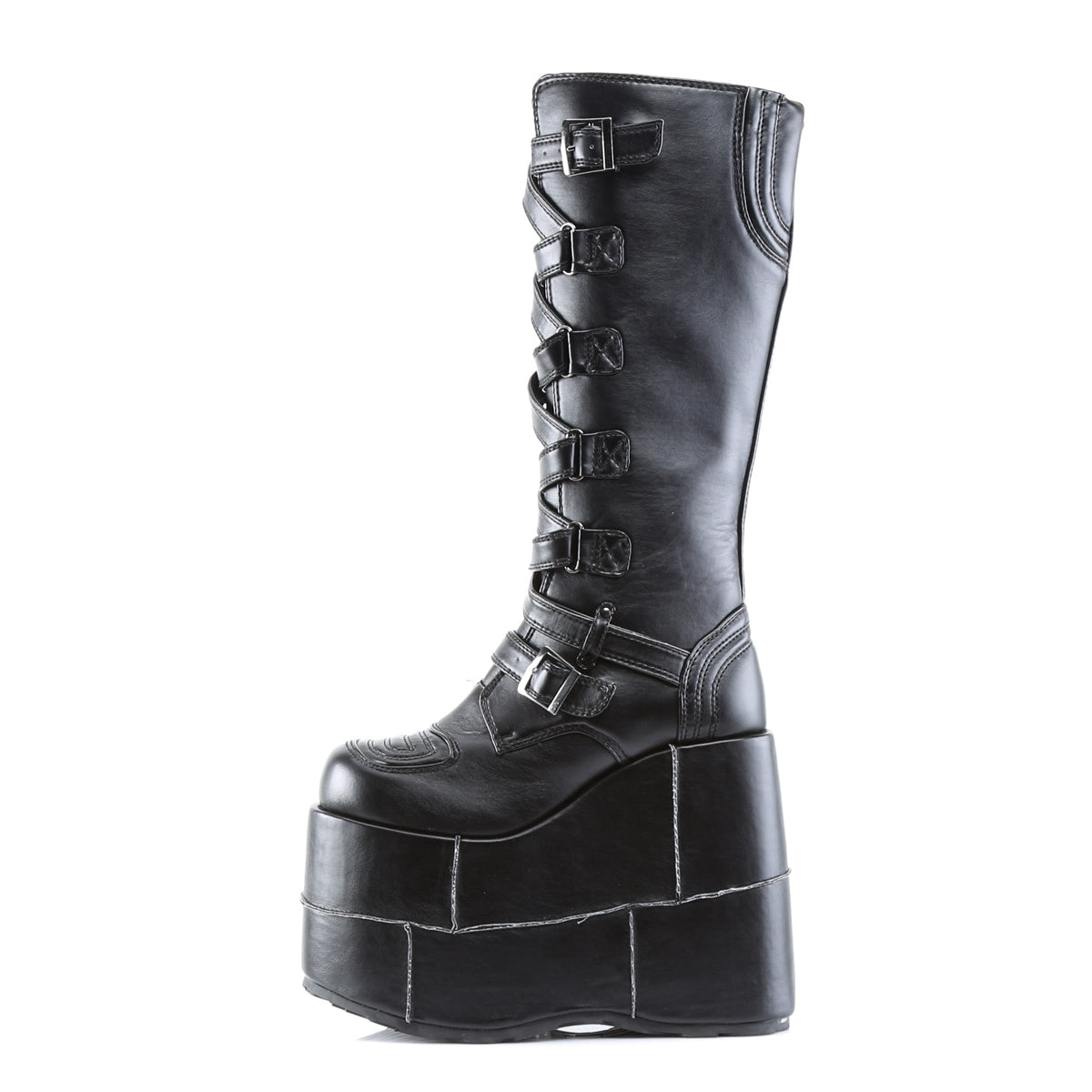 DemoniaCult Mens Boots STACK-308 Blk Vegan Leather
