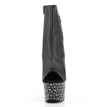 Pleaser Damen Knöchelstiefel STARDANCE-1018-7 BLK-Faux-Leder / BLK-SLV Multi Rs