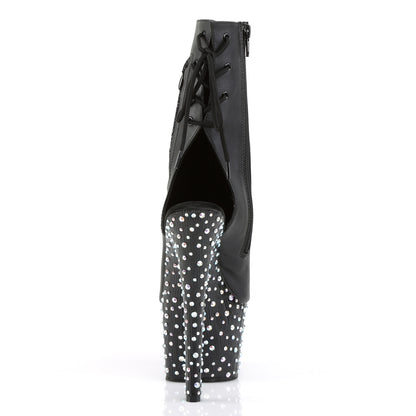 Pleaser Damen Knöchelstiefel STARDANCE-1018-7 BLK-Faux-Leder / BLK-SLV Multi Rs