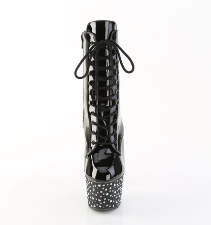 Pleaser Women's Platform Shoes STARDANCE-1020 Blk Pat/Blk-Slv Multi RS