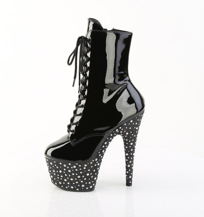 Pleaser Women's Platform Shoes STARDANCE-1020 Blk Pat/Blk-Slv Multi RS