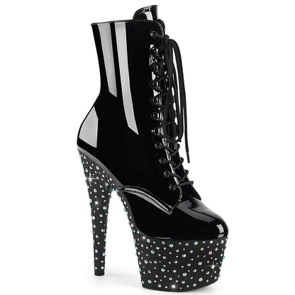 Pleaser Women's Platform Shoes STARDANCE-1020 Blk Pat/Blk-Slv Multi RS