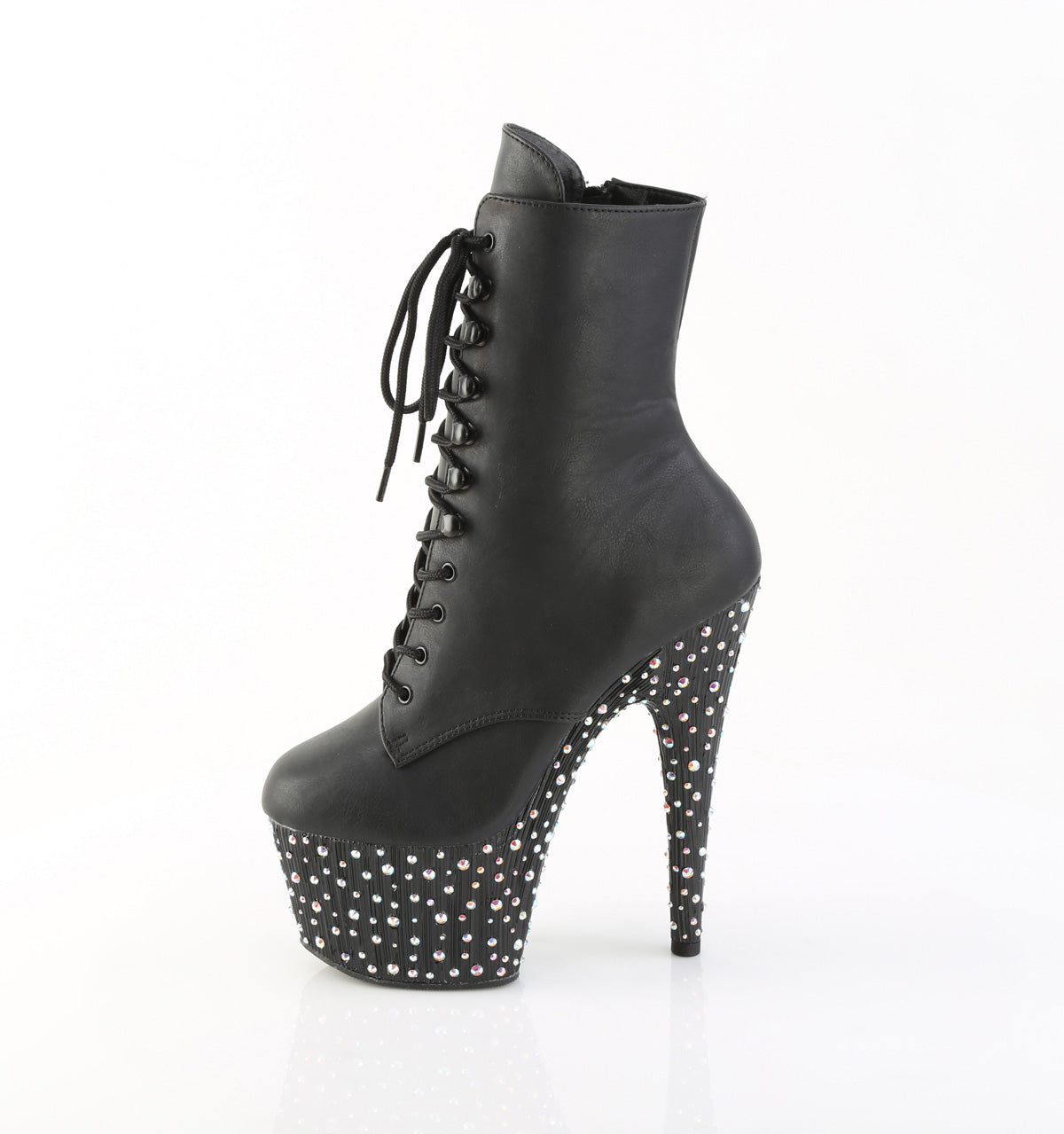 Pleaser Women's Platform Shoes STARDANCE-1020 Blk Faux Leather/Blk-Slv Multi RS
