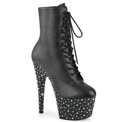 Pleaser Women's Platform Shoes STARDANCE-1020 Blk Faux Leather/Blk-Slv Multi RS