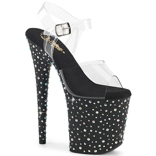 Pleaser Women's Platform Shoes STARDANCE-808 Clr/Blk-Slv Multi RS