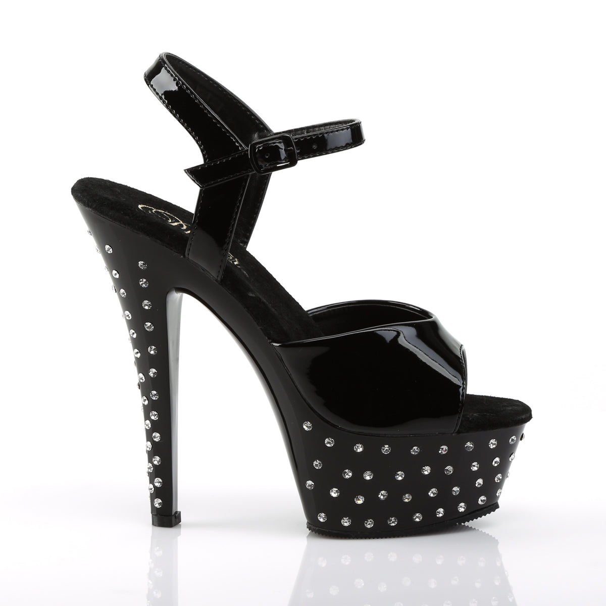 Pleaser Womens Sandals STARDUST-609 Blk Pat/Blk