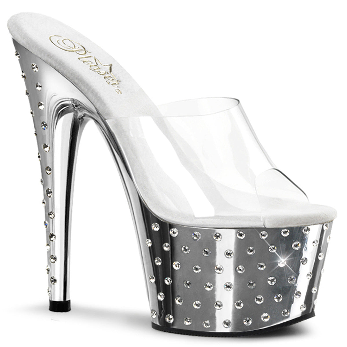 Pleaser Damen Sandalen STARDUST-701 CLR / SLV-Chrom