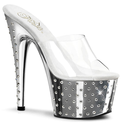Pleaser Damen Sandalen STARDUST-701 CLR / SLV-Chrom