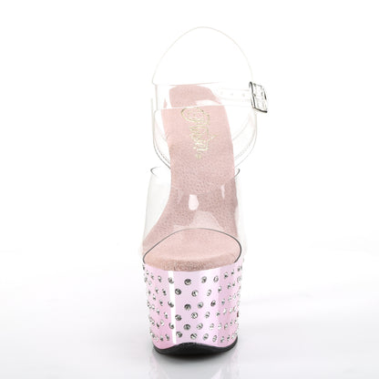 Pleaser Womens  STARDUST-708 Clr/B. Pink Chrome