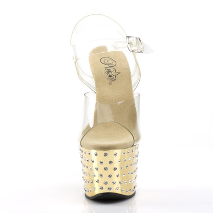 Pleaser Damen Sandalen STARDUST-708 CLR / GOLD CHROME