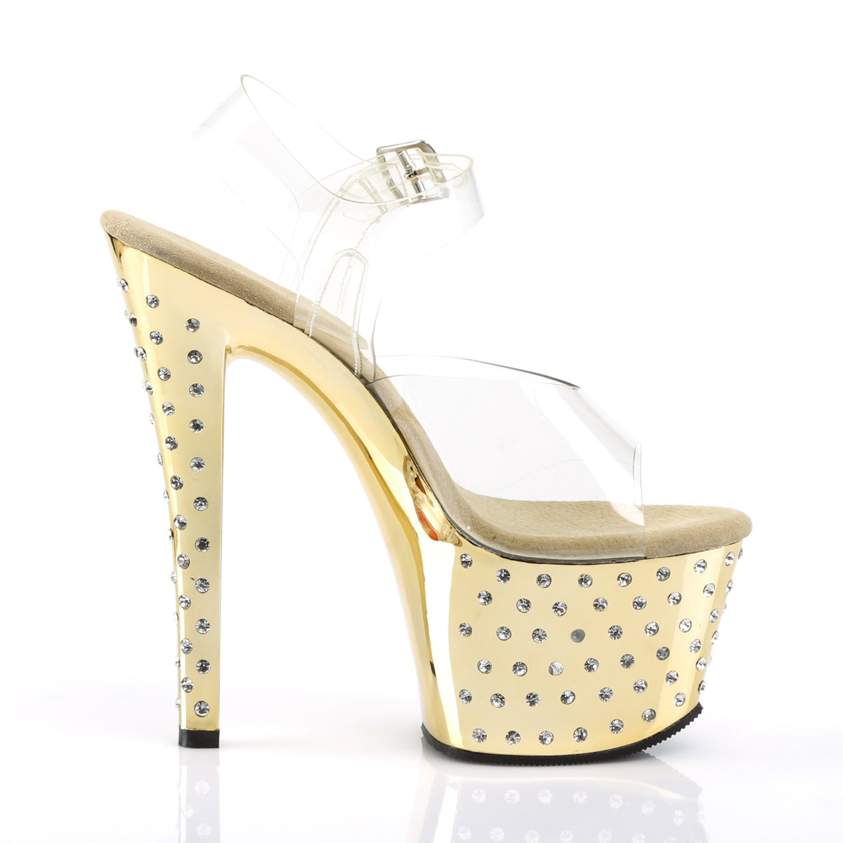 Pleaser Damen Sandalen STARDUST-708 CLR / GOLD CHROME