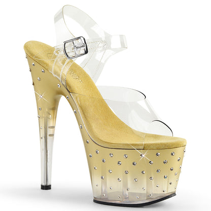 Pleaser Womens Sandals STARDUST-708T Clr/Gold-Clr