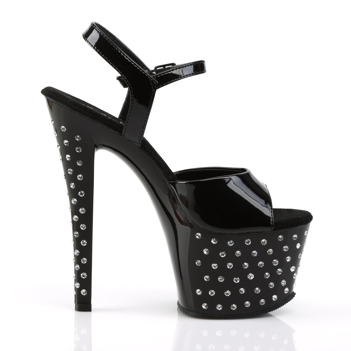 Pleaser Womens Sandals STARDUST-709 Blk Pat/Blk