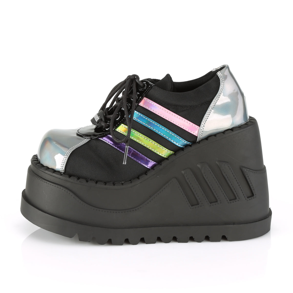 DemoniaCult Damen  STOMP-08 BLK-Pewter-Multi-Hologramm