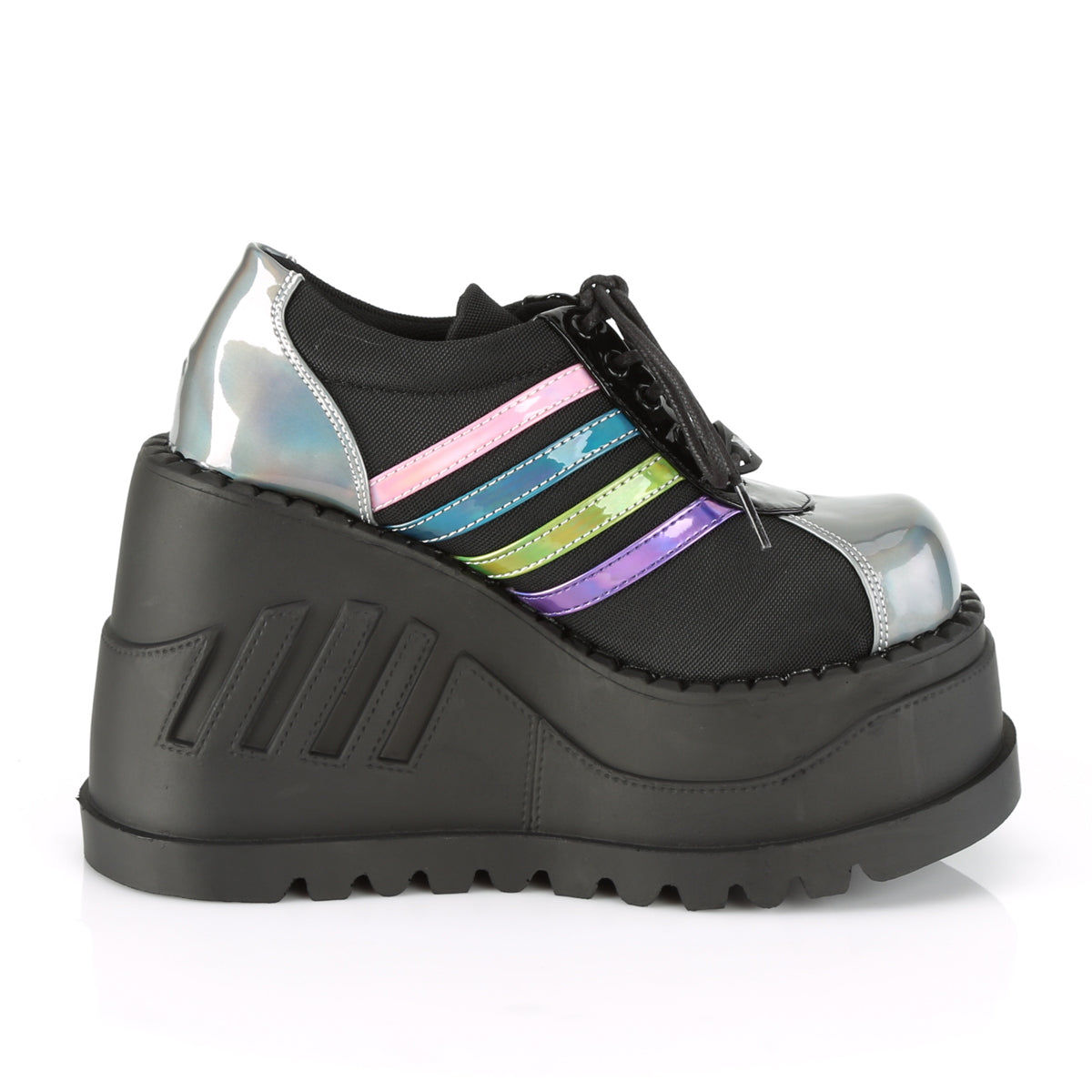 DemoniaCult Damen  STOMP-08 BLK-Pewter-Multi-Hologramm