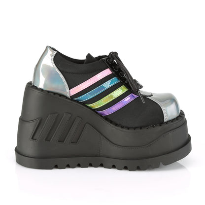 DemoniaCult Damen  STOMP-08 BLK-Pewter-Multi-Hologramm