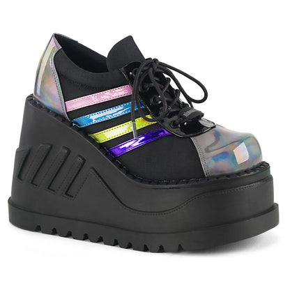 DemoniaCult Damen  STOMP-08 BLK-Pewter-Multi-Hologramm