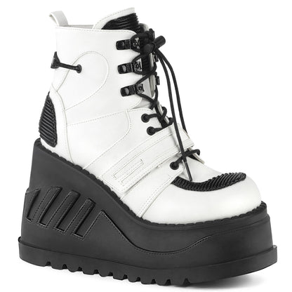 DemoniaCult Damenknöchelstiefel STOMP-13 wht veganes Leder