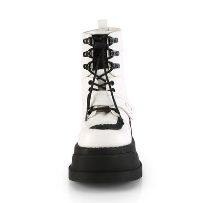 DemoniaCult Damenknöchelstiefel STOMP-13 wht veganes Leder