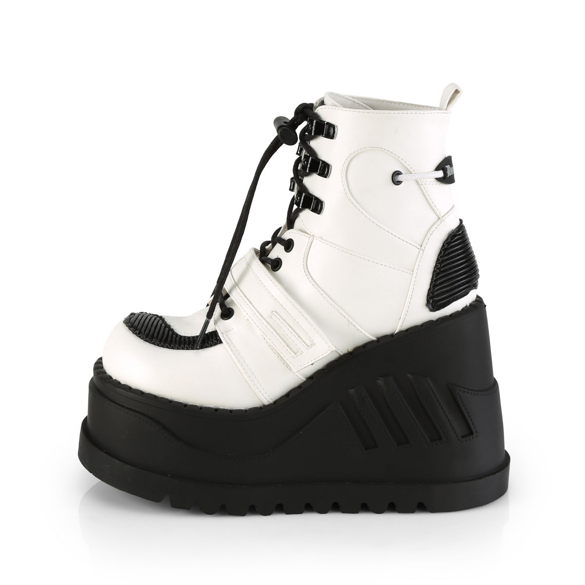 DemoniaCult Damenknöchelstiefel STOMP-13 wht veganes Leder