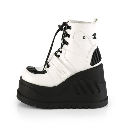 DemoniaCult Damenknöchelstiefel STOMP-13 wht veganes Leder