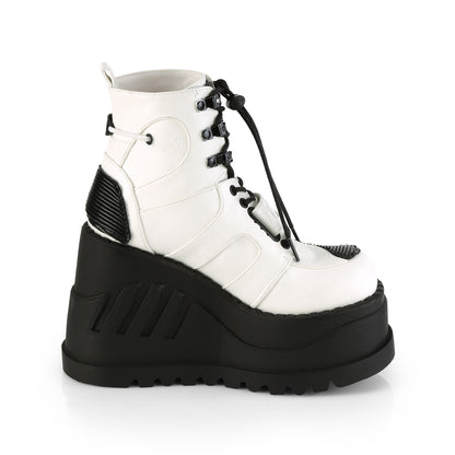 DemoniaCult Damenknöchelstiefel STOMP-13 wht veganes Leder