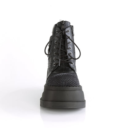DemoniaCult Damenknöchelstiefel STOMP-18 BLK Vegan Ledergrau Samt