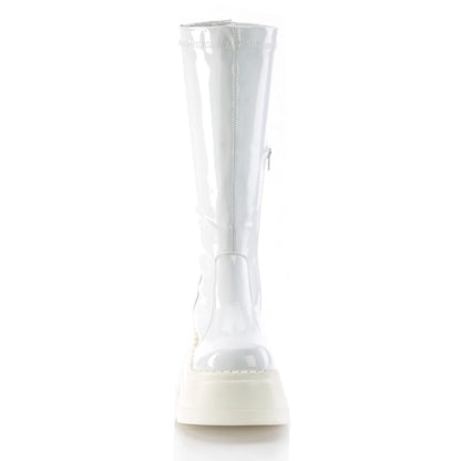 DemoniaCult Frauenstiefel STOMP-200 WHT Hologramm Stretch -Patent
