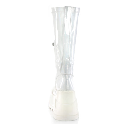 DemoniaCult Frauenstiefel STOMP-200 WHT Hologramm Stretch -Patent