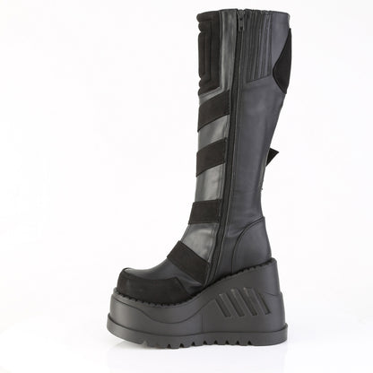 DemoniaCult Women's Mid-Calf & Knee High Boots STOMP-228 Blk Vegan Leather