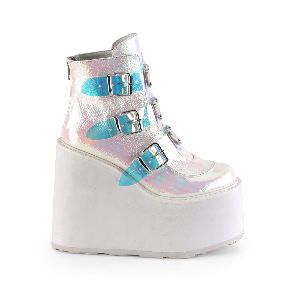 DemoniaCult Damenknöchelstiefel SWING-105 Perle Irisierendes veganes Leder