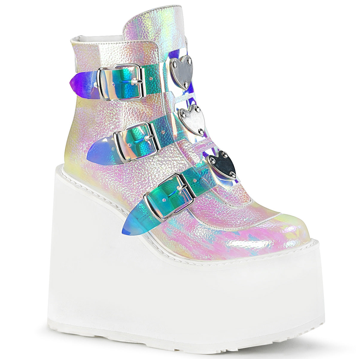 DemoniaCult Damenknöchelstiefel SWING-105 Perle Irisierendes veganes Leder